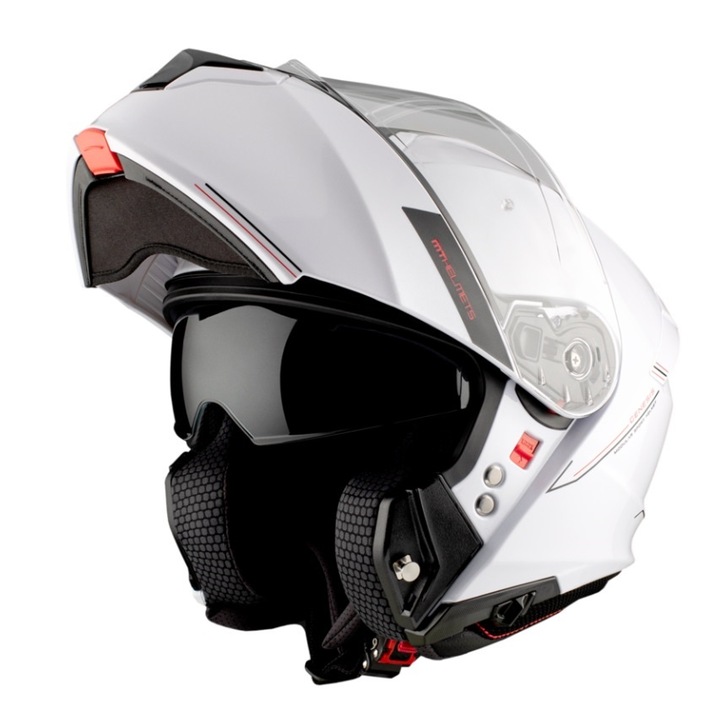 Casca moto, atv, touring modulabila/ flip-up MT Genesis alb lucios, M 57-58cm