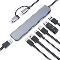 HUB USB/USB-C 7-in-2, PRESTIGE CHARGE®, conectivitate extinsa - USB 3.0 5Gbps, 4*USB 2.0 si 2*USB-C - pentru Laptop, Tableta si Alte Dispozitive USB-C