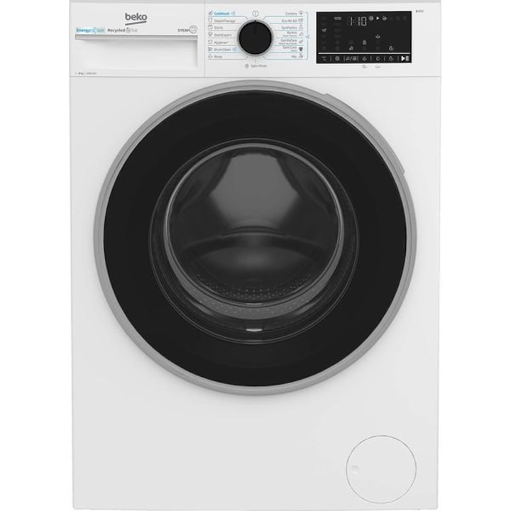 Пералня с предно зареждане BEKO B3WFU48215WB2 ES, EnergySpin, SteamCure, 8 kg, 1200rpm, Клас A, Бяла