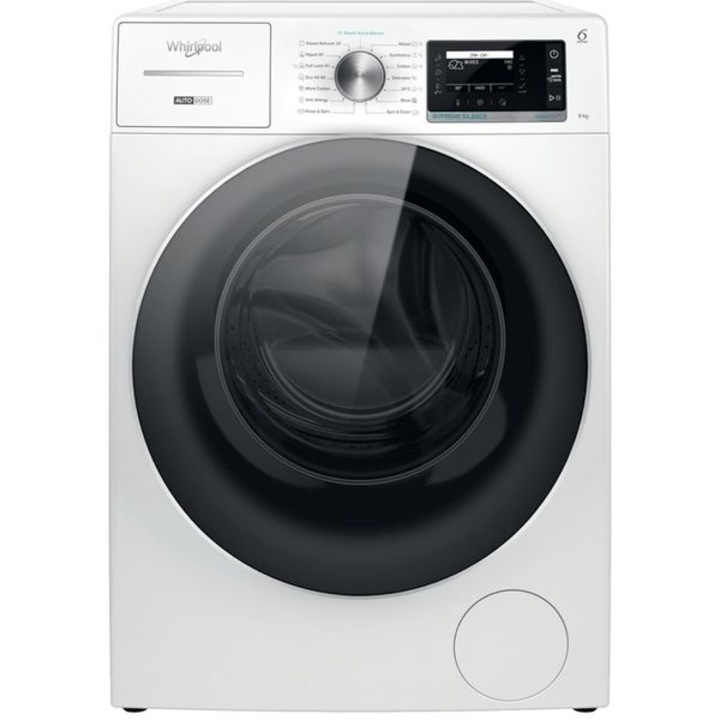 Пералня с предно зареждане WHIRLPOOL W8 99AD SILENCE EE, Пара, 6th Sense, 9 kg, 1400rpm, Клас A, Бяла