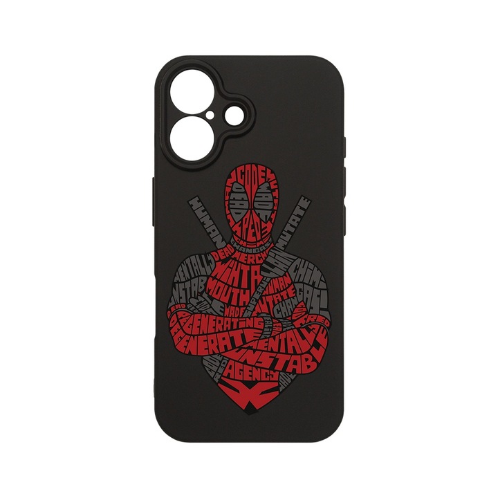 BestCase 1.2mm Szilikon telefontok, kompatibilis modell Apple iPhone 16, Calligraphy Dead Red, Kameravédelem, Mikroszálas puha belső, PB 1520