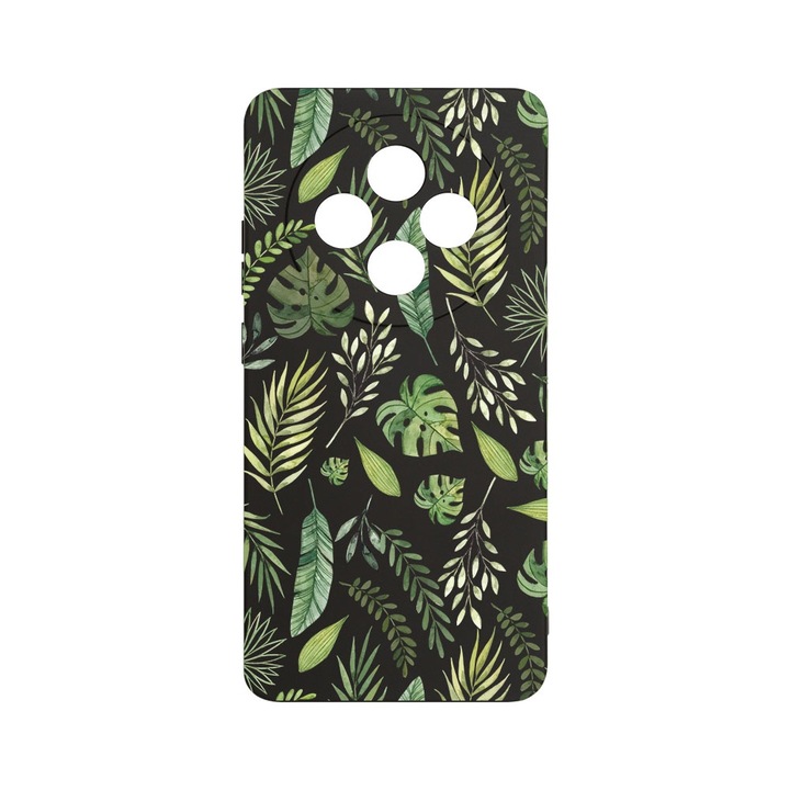 BestCase 1.2mm Szilikon telefontok, kompatibilis modell Xiaomi Redmi 14C, Green leafs, Kameravédelem, Mikroszálas puha belső, PB 77