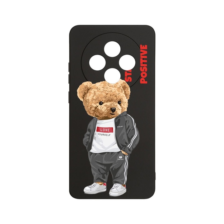 BestCase 1.2mm Szilikon telefontok, kompatibilis modell Xiaomi Redmi 14C, Stay Positive - Teddy Bear, Kameravédelem, Mikroszálas puha belső, PB 926