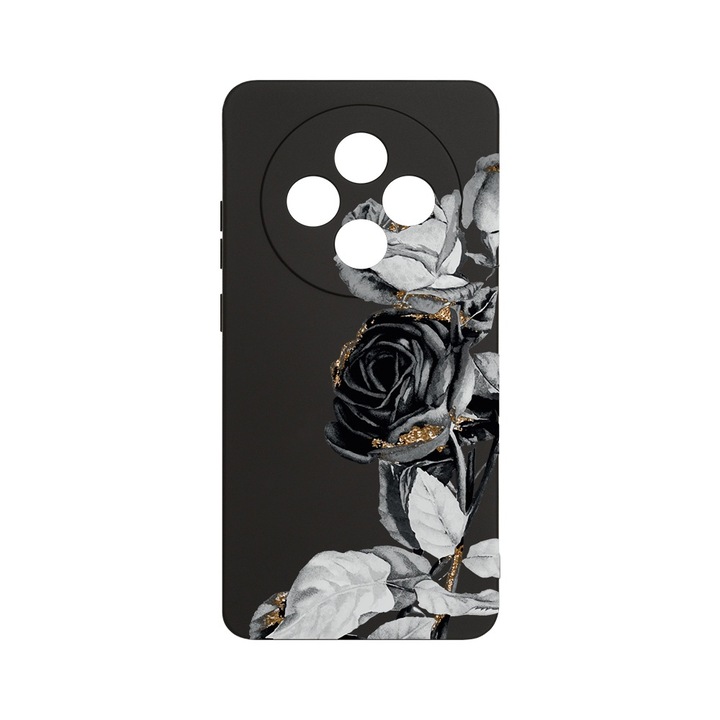 BestCase 1.2mm Szilikon telefontok, kompatibilis modell Xiaomi Redmi 14C, Black Rose, Kameravédelem, Mikroszálas puha belső, PB 990