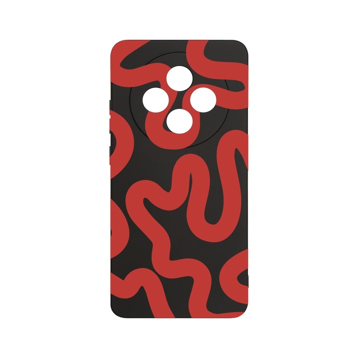 BestCase 1.2mm Szilikon telefontok, kompatibilis modell Xiaomi Redmi 14C, Red Abstract Line, Kameravédelem, Mikroszálas puha belső, PB 1476