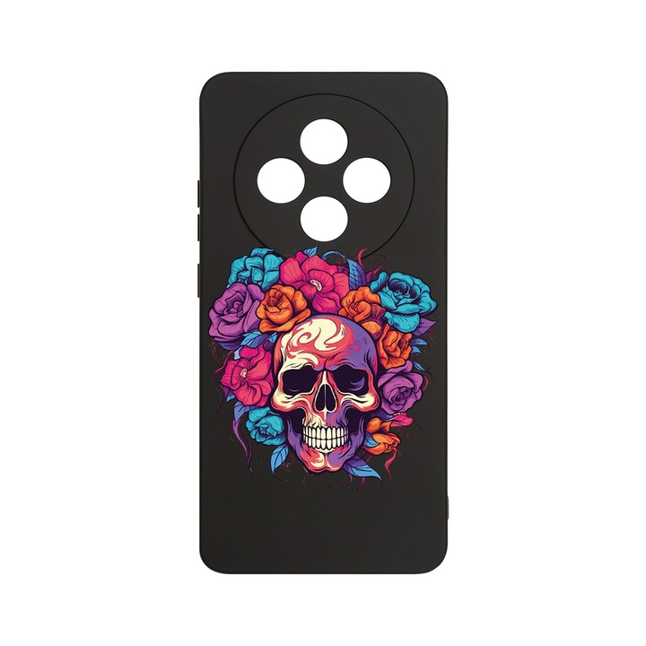 BestCase 1.2mm Szilikon telefontok, kompatibilis modell Xiaomi Redmi 14C, Dream Colors - Skull and Roses, Kameravédelem, Mikroszálas puha belső, PB 1576