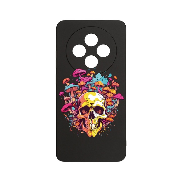 Husa Pentru OPPO Reno12 F / Reno12 FS, BestCase® Slim Premium Silicon 1.2MM, Dream Colors - Skull and Mushrooms, Microfibra in interior, Antisoc, Protectie camera si ecran, PB 1577