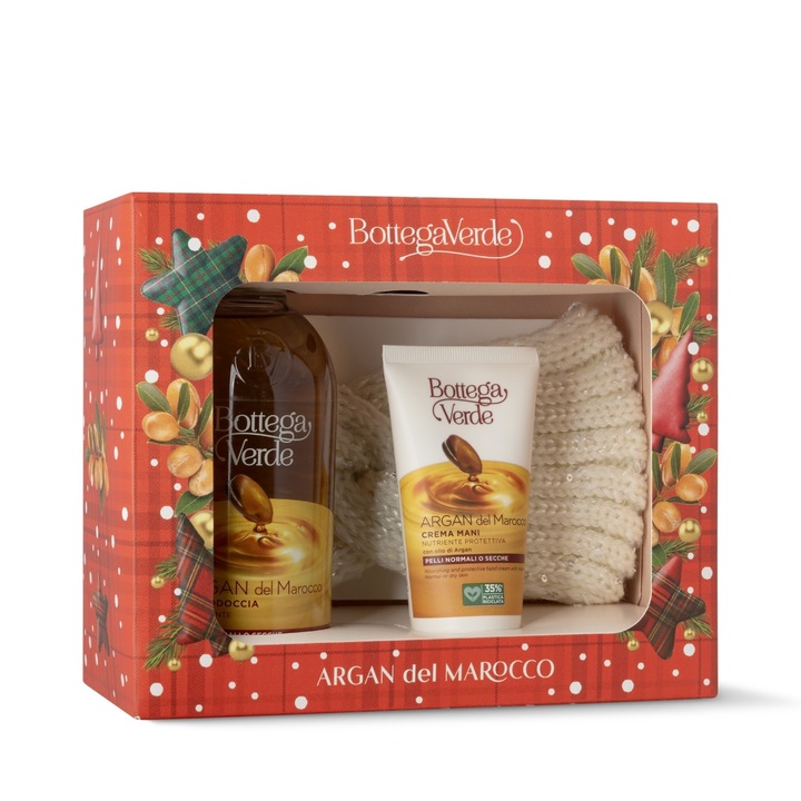 Testtisztító és hidratáló ajándékkészlet argánolajjal - Argan del Marocco, 400 ML, 75 ML, Bottega Verde