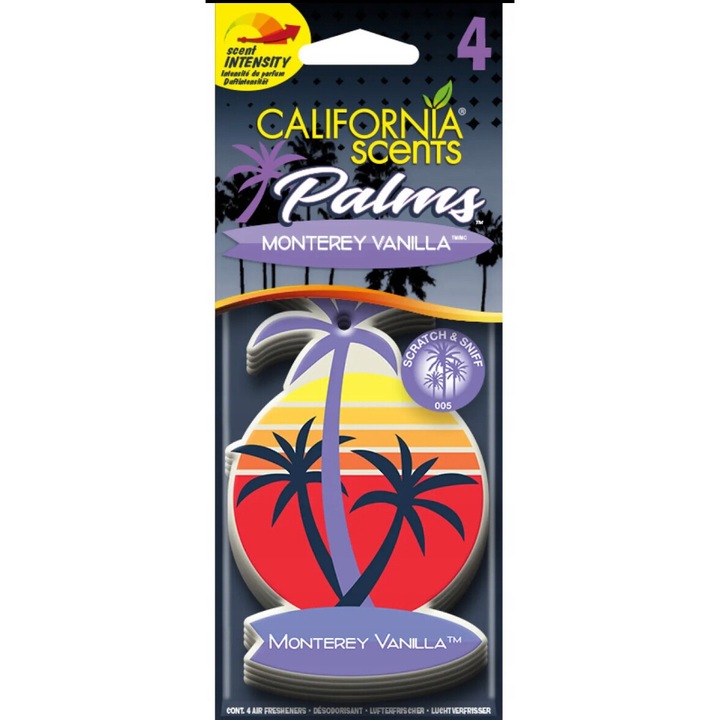 Autós légfrissítő 4x California Car Scents Palm Monterey Vanilla