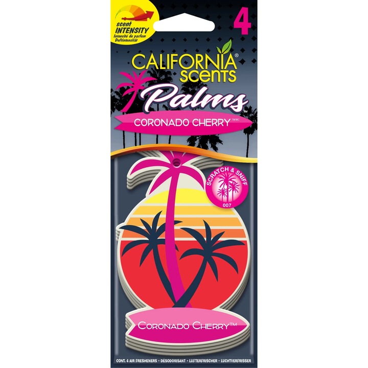 Autós légfrissítő 4x California Car Scents Palm Coronado Cherry