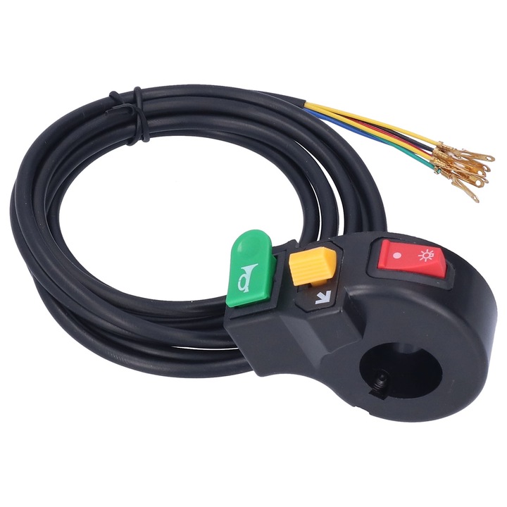 Comutator pentru ghidon 3 in 1, 22mm, ABS/PVC, semnalizare, far, pentru motocicleta si bicicleta electrica