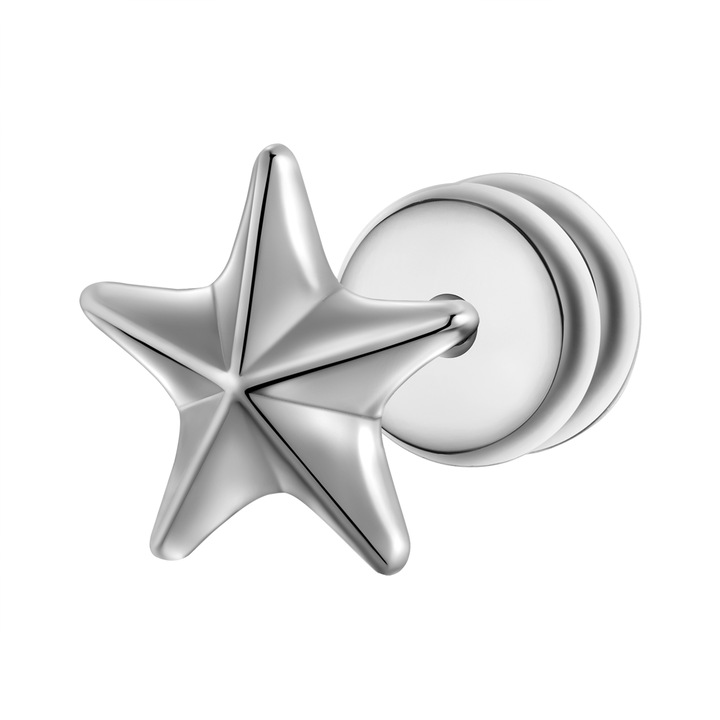 True Rebels, Cercel din otel inoxidabil in forma de stea, Argintiu