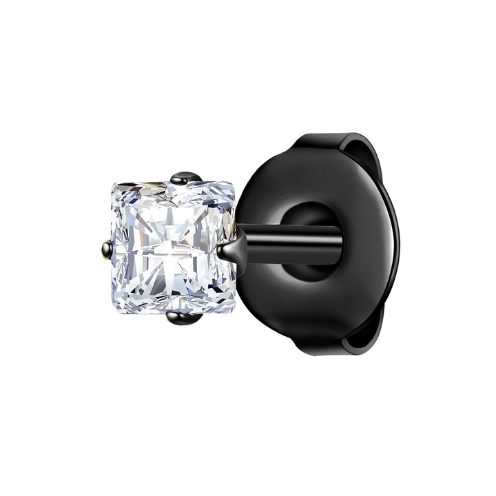 True Rebels, Cercel cu tija decorat cu zirconia, Negru