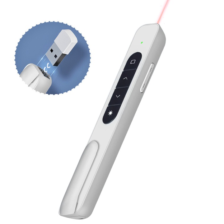 VERITASE előadó, vezérlő 100m, lézermutató piros, 134x20x14,2mm, fehér