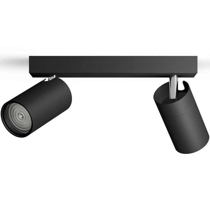 Spot Philips Idrisc, 2xGU10 max. 5W, pentru baie, montare plafon/perete, IP44, 8x24x12 cm, Metal, Negru