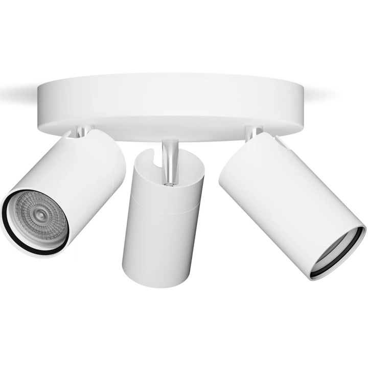 Спот Philips Idris, 3xGU10 макс. 5W, За баня, Монтаж на таван, IP44, Метал, 9x22x20 см, Метал, Бял
