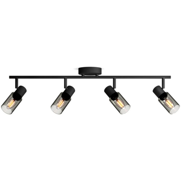 Спот Philips Palms, 4xE14, макс. 25W, Монтаж на таван/стена, IP20, 14x69x16 см, Метал/Стъкло, Черен