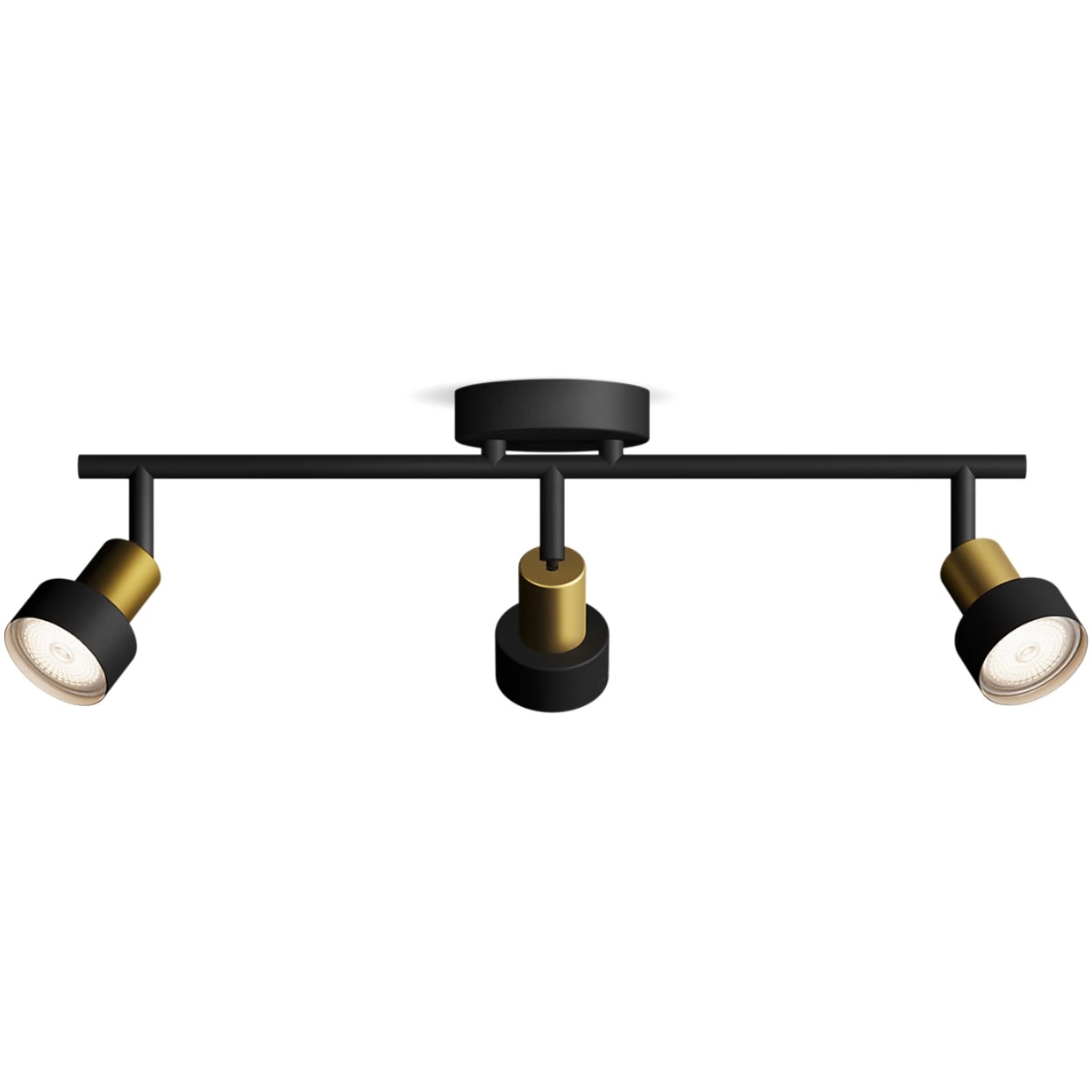 Spot Philips Conduit, 3xGU10, max. 5W, montare plafon/perete, IP20, 11x48x13 cm, Metal, Negru/Alama