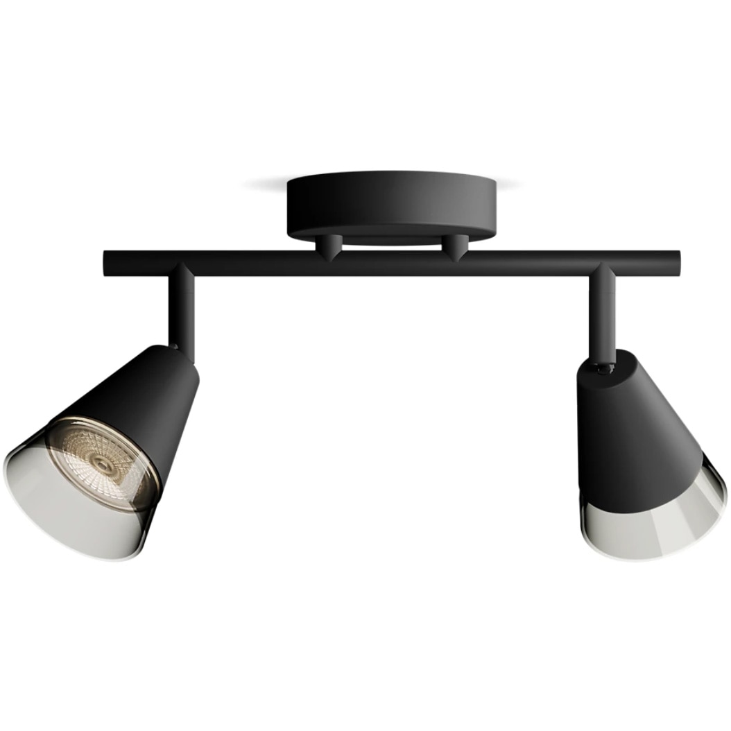 Spot Philips Cleft, 2xGU10, max. 5W, montare plafon/perete, IP20, 12x27x15 cm, Metal, Negru