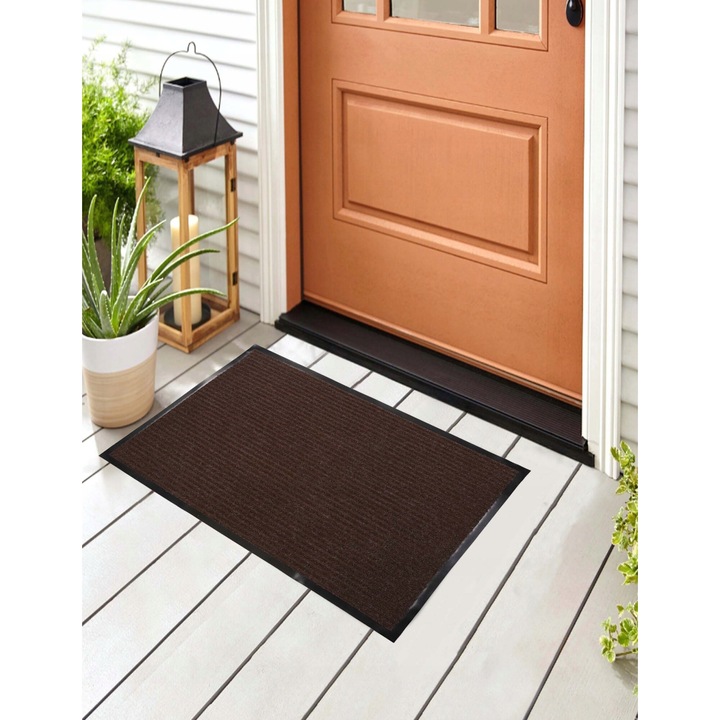 Bejárati ajtó csúszásgátló szőnyeg, elSimone, 40x60, 7 mm, Palermo nedvszívó szőnyeg, barna