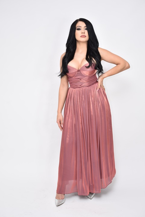 Rochie Enchanté Sori aqua de matase one size, caramiziu