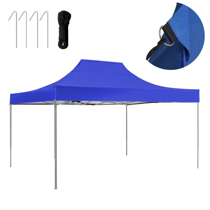 Сгъваема шатра Timeless Tools, С метална конструкция, 2,9 х 4,25 м, Син