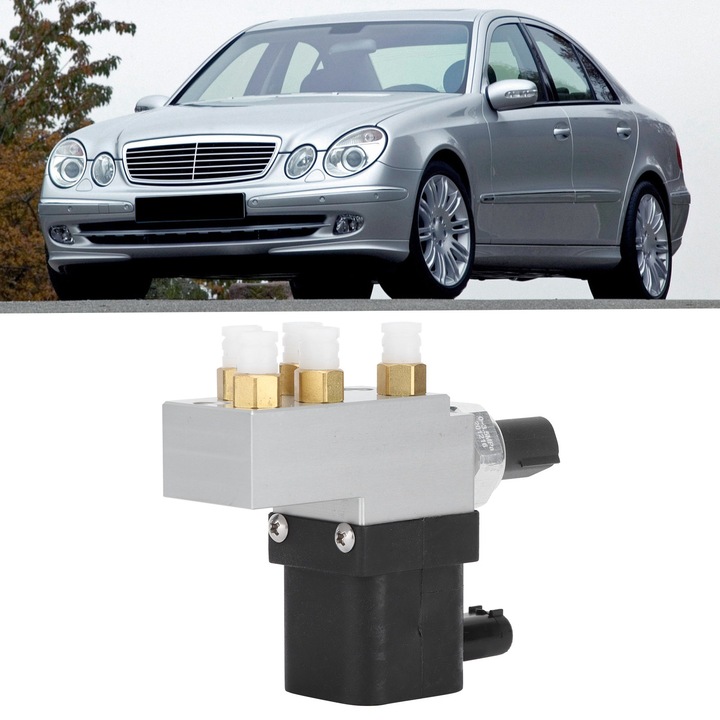 Kompresszor vezérlőszelep, Jormftte, ABS és fém, ezüst-fekete, Mercedes-Benz W211, CLS500, CLS55 AMG, CLS550, CLS63 AMG, E320, E350, E500, E55 AMG, E550, E63 AMG modellekhez