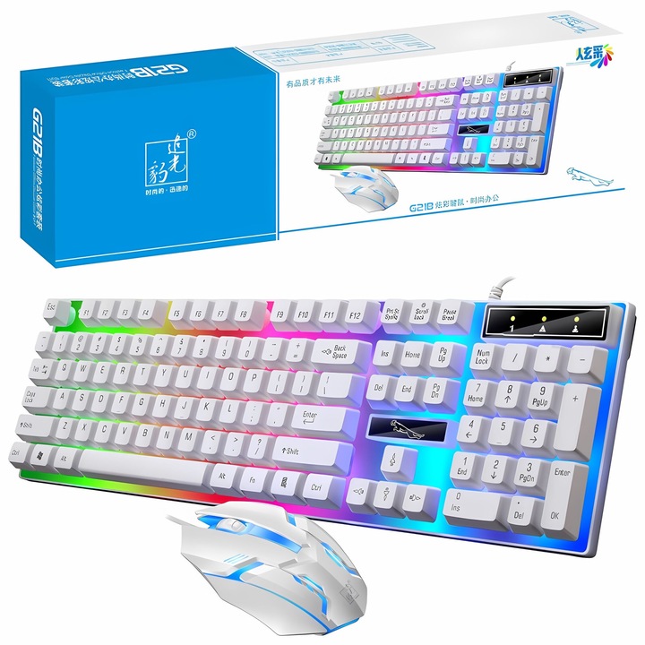 Set de gaming, Novaza Tech, iluminare RGB, compatibil cu multiple dispozitive, 440 x 125 x 6 / 28 mm, Multicolor