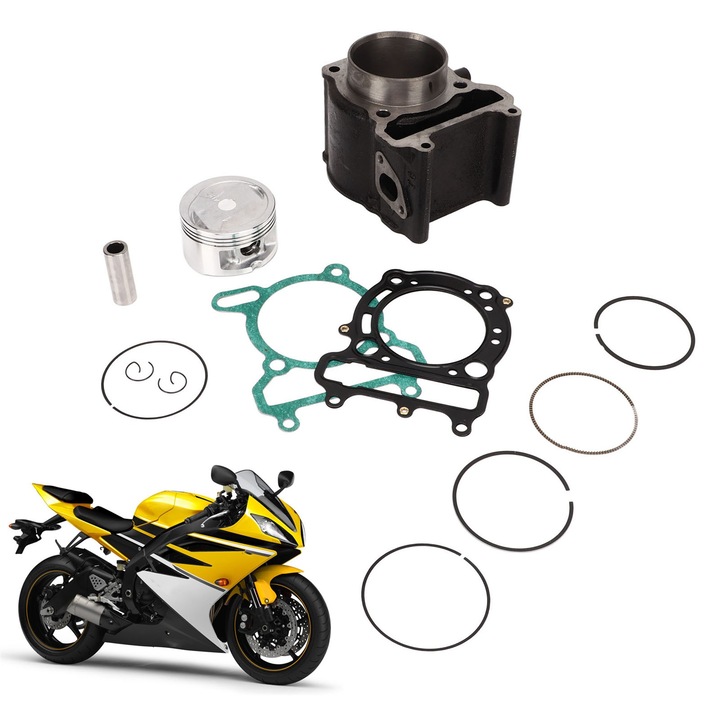 Henger dugattyú készlet 69 mm Jormftte, 2 tömítés, 2 bilincs, 5 dugattyúgyűrű, 250cc robogóhoz 1992-2000