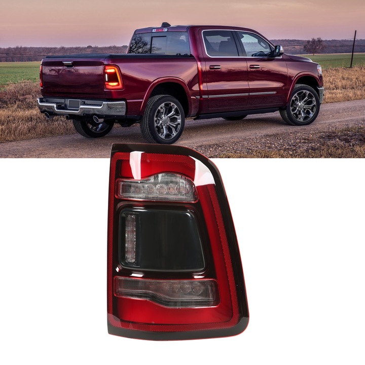 Jormftte LED hátsó lámpa Dodge Ram 1500 2019-2022-hez, piros, többfunkciós, vízálló