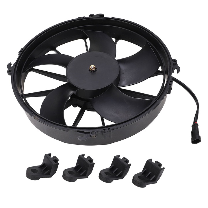 Elektromos hűtőventilátor, Jormftte, 160W, 5 lapátos, fekete, 330mm