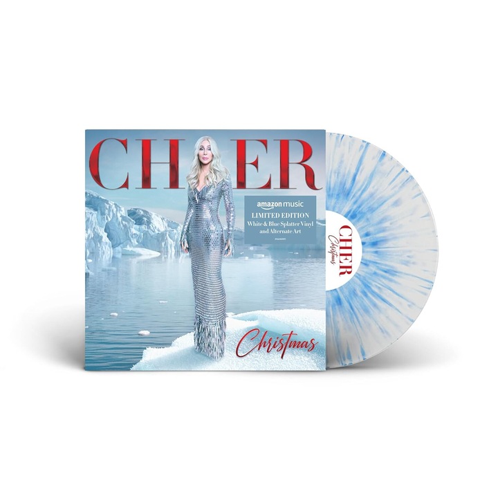Cher - Christmas (Amazon Exclusive Blue & White Splatter Vinyl + Alternate Cover) - LP