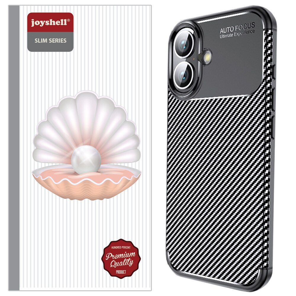 Husa de silicon TPU compatibila cu iPhone 16, Carbon Design Autofocus, Ultra Protect, Anti-Soc / Negru