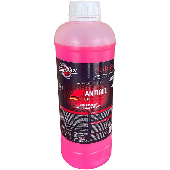 Антифриз Carmax G12, Концентриран 1:1, -30℃, 1 л, Червен
