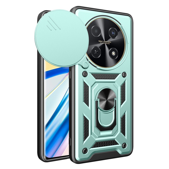 Husa compatibila cu Huawei nova 12i, RAO Protection, CamShield Series, U46, Plastic, Intense Green