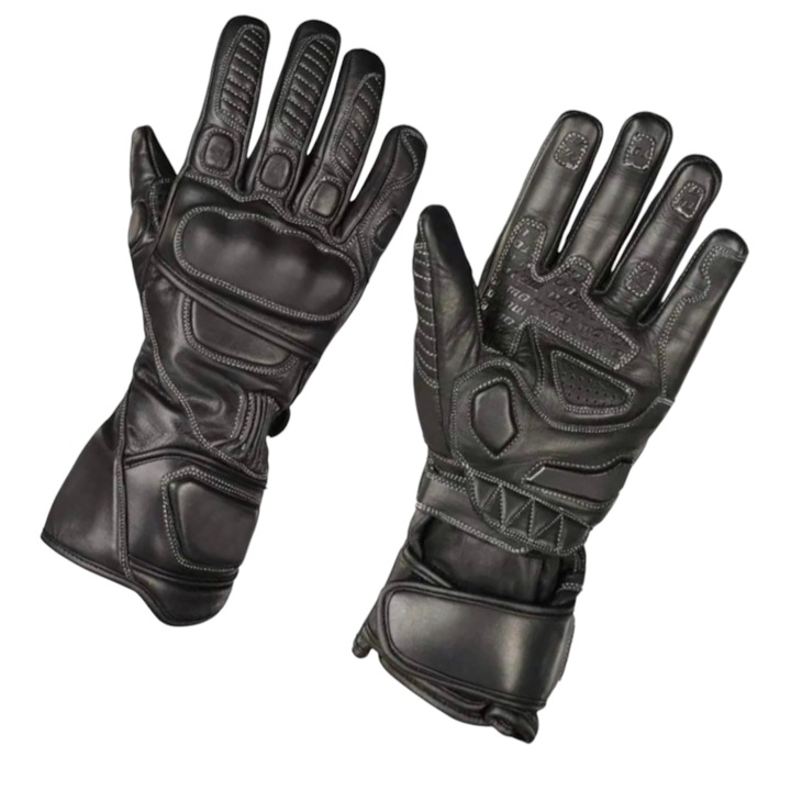 Manusi moto Road, piele naturala, negru, XL
