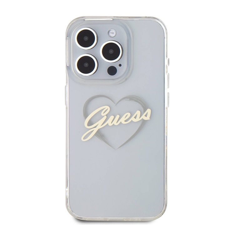 Калъф Guess Hardcase IML Heart за iPhone 16 Pro, прозрачен