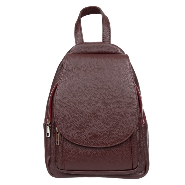 Дамска раница Vezze, естествена кожа, кафява, 4 отделения, размери лесни за подреждане