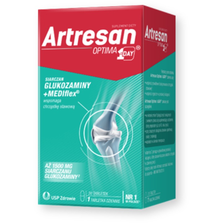Artresan Optima 1 a Day, supliment alimentar, 30 tablete, glucozamina, colagen tip II