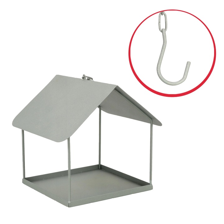 Hranitor pasari, Kotarbau, metal, 180x205cm, color gri, set cu lant