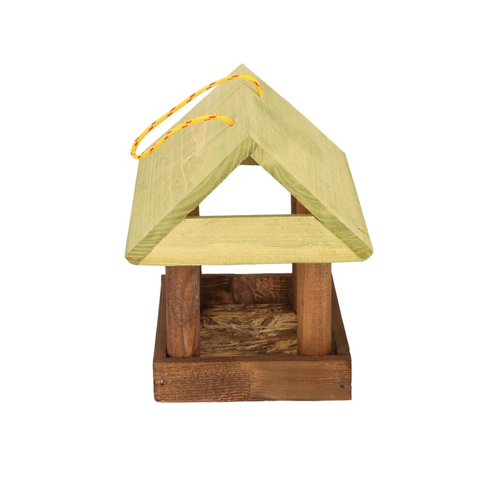 Hranitor pasari Kotarbau, dom din lemn natural, 0,5 kg hrana, 240x165x200mm