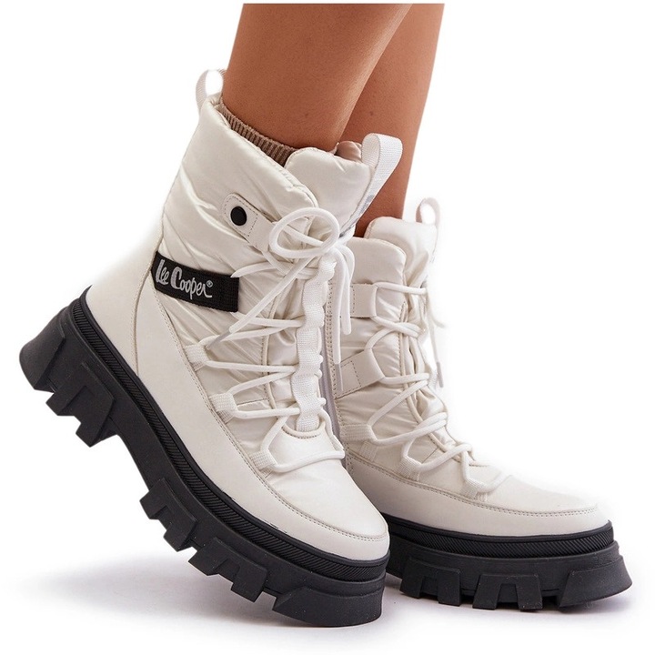 Дамски боти Lee Cooper водоустойчиви на плосък ток бели текстилни