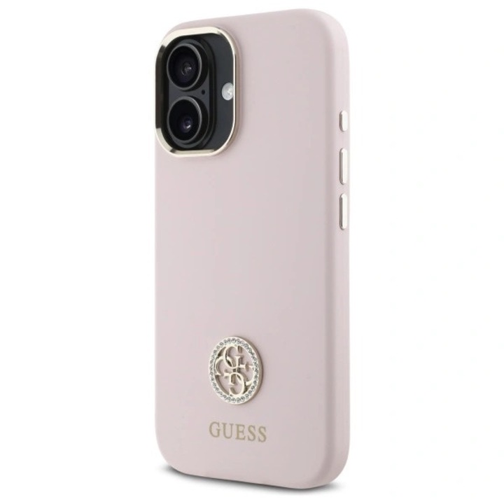 Telefontok, Guess, TPU / szilikon / mikroszálas, iPhone 16, 6.1", rózsaszín