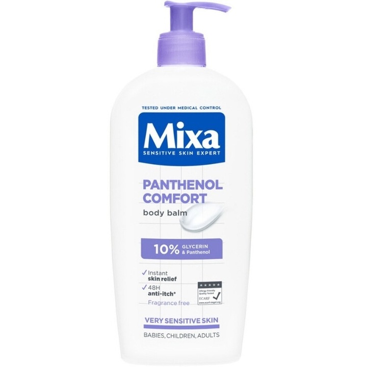 Mixa Panthenol Comfort testbalzsam 250 ml, hipoallergén, illatanyagmentes, érzékeny és száraz bőrre