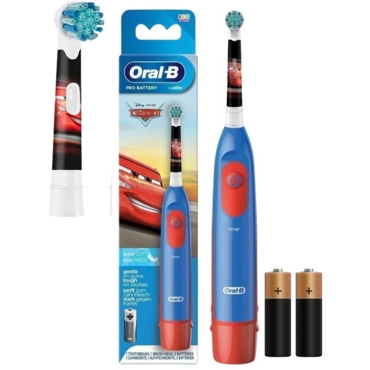 Електрическа четка за зъби Oral-B Kids Auta, 9600 движения в минута, 2 батерии АА, за деца 3+