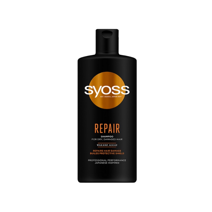 Sampon de par Syoss Repair 440 ml, pentru par uscat si deteriorat, cu alge wakame, vegan