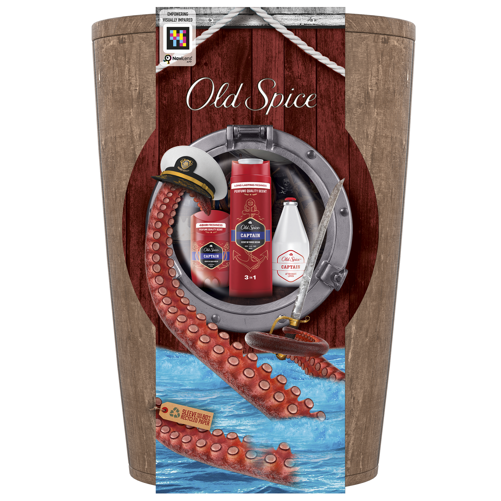 Set cadou Old Spice Wooden Barrel Captain: Gel de dus, 250 ml +