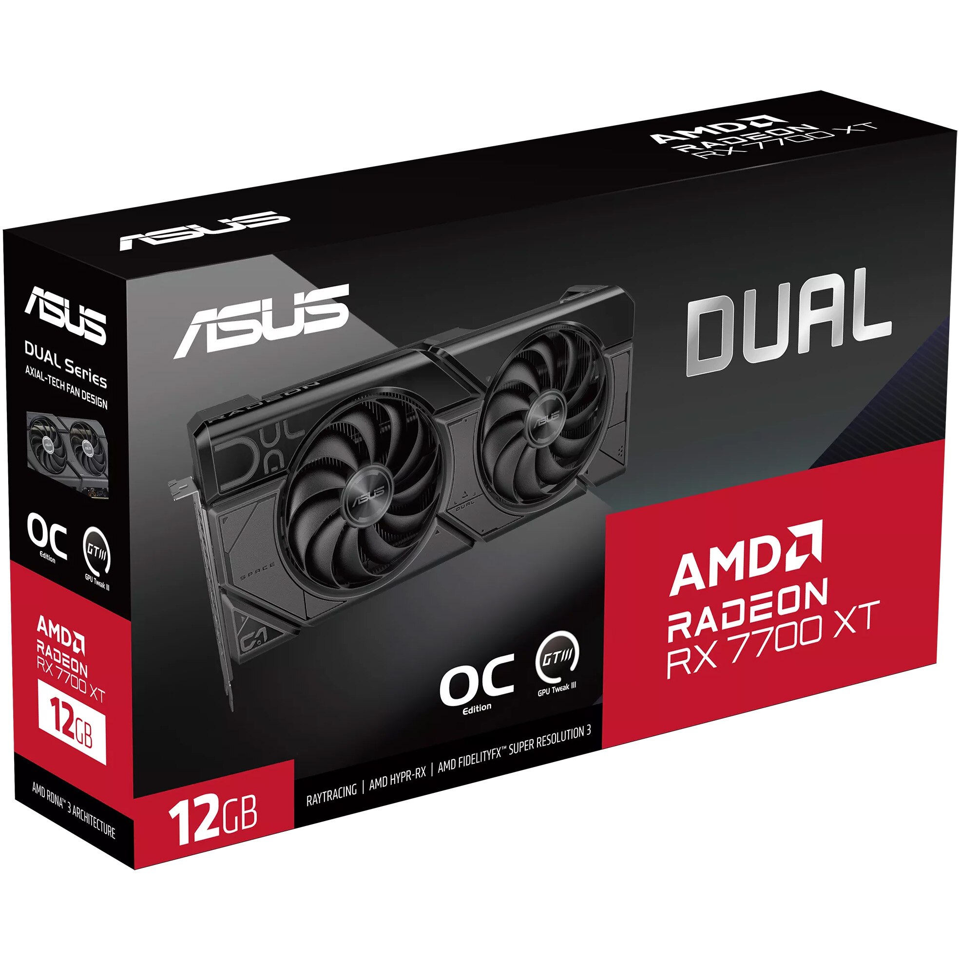 ​ASUS Radeon RX 7700 XT OC 12GB【RTX4070並 Placa video ASUS DUAL Radeon™ RX 7700 XT OC Edition, 12GB GDDR6