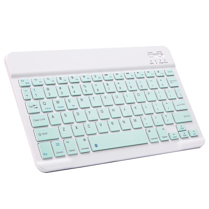 Tastatura Bluetooth, ultra-subtire, portabila, 10 inch, verde inchis, compatibila iOS, Android, Windows