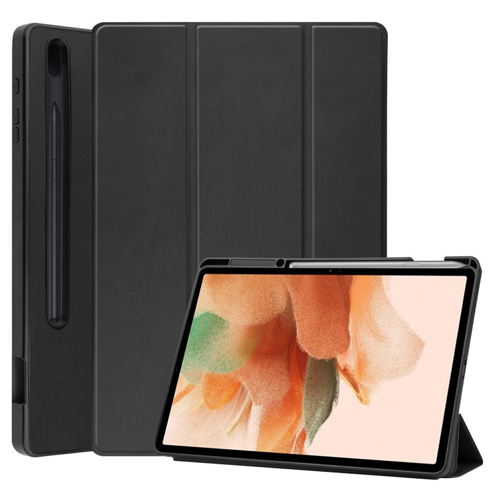 Husa compatibila cu Samsung Galaxy Tab S7 FE 12.4 5G/ S8+ Plus 5G 2022/ S7+ Plus 12.4 - Ultra subtire cu functie de suport, din piele PU, potrivita pentru Samsung Galaxy Tab S7 FE 12.4